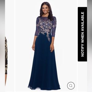 Navy Betsy & Adam “Brooklyn” Long Embroidery 3/4 Sleeve Dress — size 16